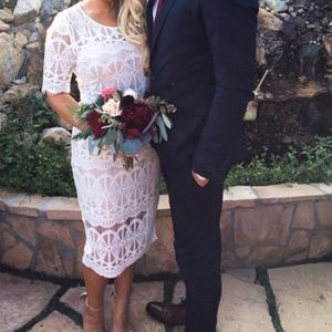 J.O.A. White Lace Overlay Midi Dress